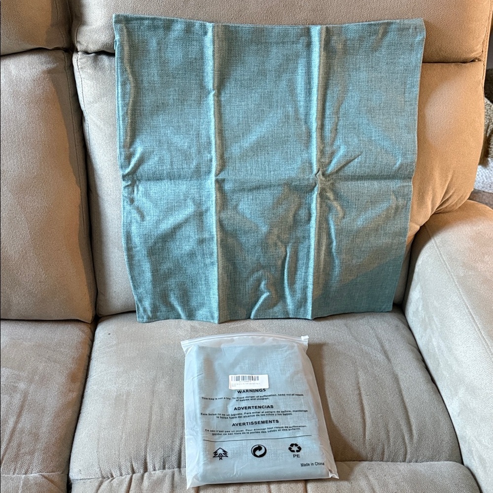 Decorative Teal Pillow Cover - Soft Linen-Blend Accent set of Two NWT